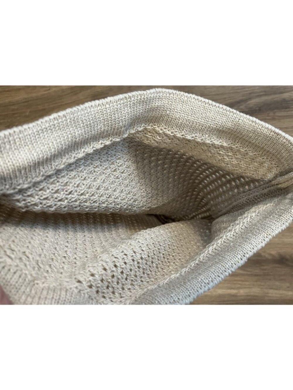 Ladies Beige Crocheted Backpack Drawstring Bag Purse Boho Hippie Casual New - Picture 4 of 4